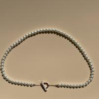 Perle de CRYSTALLIZED™ collier, avec laiton, Placage de couleur d'or, bijoux de mode & pour femme Environ 15.7 pouce, Vendu par PC