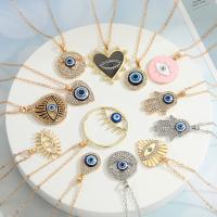 Evil Eye Jewelry Necklace, Zinc Alloy, with 1.96inch extender chain, plated, Unisex & with rhinestone Approx 19.6 Inch 