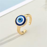 Resin Zinc Alloy Finger Ring, with Zinc Alloy, Evil Eye, plated, adjustable & for woman 10mm, US Ring 