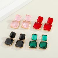 Glass Zinc Alloy Earring, with Zinc Alloy, Geometrical Pattern, gold color plated, fashion jewelry & for woman 