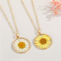 Resin Zinc Alloy Necklace, with Zinc Alloy, Flower, gold color plated, for woman & hollow Approx 19.6 Inch 