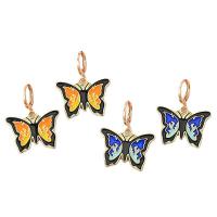 Huggie Hoop Drop Earring, Zinc Alloy, Butterfly, gold color plated, for woman & enamel 