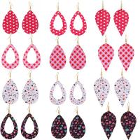 PU Leather Drop Earring, with Zinc Alloy, Teardrop, plated & for woman & hollow 