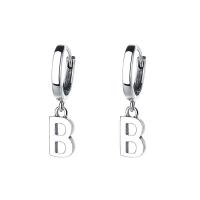 Huggie Hoop Drop Earring, argent sterling 925, Lettre B, pour femme, argent Vendu par paire