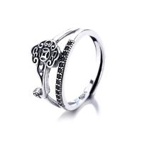 Cubic Zirconia Micro Pave Sterling Silver Finger Ring, 925 Sterling Silver, Adjustable & micro pave cubic zirconia & for woman, silver color 