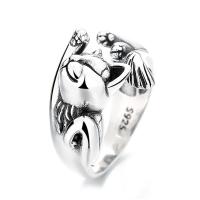 925 Sterling Silver Cuff Finger Ring, Cat, Adjustable & for woman, silver color 