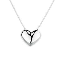 Sterling Silver Jewelry Necklace, 925 Sterling Silver, Heart, polished & for woman, silver color Approx 15.74 Inch 
