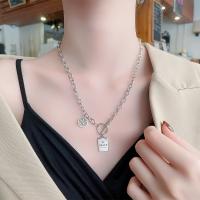 Sterling Silver Jewelry Necklace, 925 Sterling Silver, with letter pattern & for woman, silver color Approx 18.11 Inch 