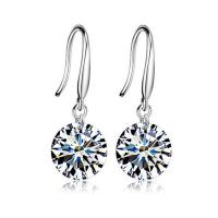 Cubic Zircon (CZ) Drop Earring, 925 Sterling Silver, with Cubic Zirconia, platinum color plated & for woman 