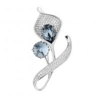 Cubic Zirconia Brooch, Brass, Calla Lily, platinum plated, micro pave cubic zirconia & for woman 