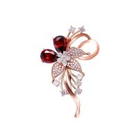Cubic Zirconia Brooch, Brass, with Crystal, rose gold color plated, micro pave cubic zirconia & for woman 
