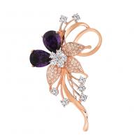 Cubic Zirconia Brooch, Brass, rose gold color plated, micro pave cubic zirconia & for woman 