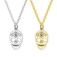 Stainless Steel Jewelry Necklace, Skull, plated .65 Inch 