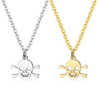 Stainless Steel Jewelry Necklace, Skull, plated, fashion jewelry .65 Inch 