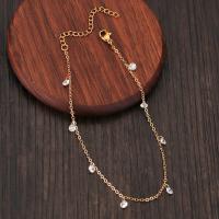 Brass Anklet, with Crystal, with 1.97 extender chain, gold color plated, fashion jewelry & for woman .06 Inch 