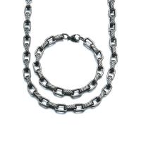 Stainless Steel Chain Bracelets, 304 Stainless Steel, Galvanic plating black, 8mm .66 Inch 