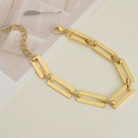 Stainless Steel Chain Bracelets, 304 Stainless Steel, with 1.97 extender chain, Galvanic plating & for woman, golden .69 Inch 