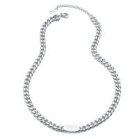 Stainless Steel Jewelry Necklace, 304 Stainless Steel, with 1.97 extender chain, Square, Galvanic plating, fashion jewelry & Unisex, silver color, 15mm .17 Inch 