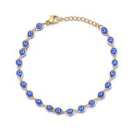 Evil Eye Jewelry Bracelet, Resin, with 304 Stainless Steel, with 1.18 extender chain, Galvanic plating, for woman & enamel .48 Inch 