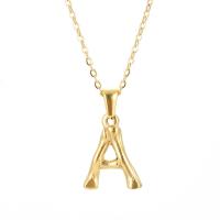Stainless Steel Jewelry Necklace, 304 Stainless Steel, Alphabet Letter, Galvanic plating golden .72 Inch 