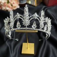 Bridal Tiaras, Zinc Alloy, with Crystal, silver color plated, with rhinestone 