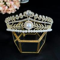 Bridal Tiaras, Zinc Alloy, with Plastic Pearl, plated, with rhinestone 140mm 