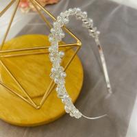 Bridal Hair Band, Zinc Alloy, with Crystal & Plastic Pearl, silver color plated, for photography & for bridal 120mm 
