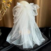 Bridal Hair Flowers, Cloth, with Plastic Pearl, handmade, for bridal, white, 420mm 