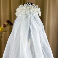 Bridal Hair Wreath, Cloth, with Plastic Pearl, handmade, for bridal, white, 900mm 