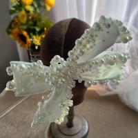Bridal Hair Clip, Cloth, with Plastic Pearl, handmade, for bridal, white 