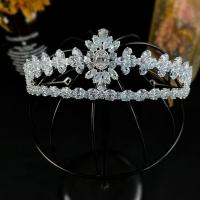 Bridal Tiaras, Zinc Alloy, silver color plated, for bridal & with cubic zirconia 