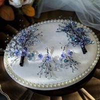 Crystal Jewelry Set, hair clip & earring, handmade, for bridal, 12*CM ; 7.5CM 