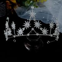Zinc Alloy Tiaras, silver color plated, for bridal & with cubic zirconia 