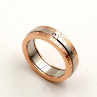 Titanium Steel Finger Ring, rose gold color plated, Unisex & with number pattern US Ring 