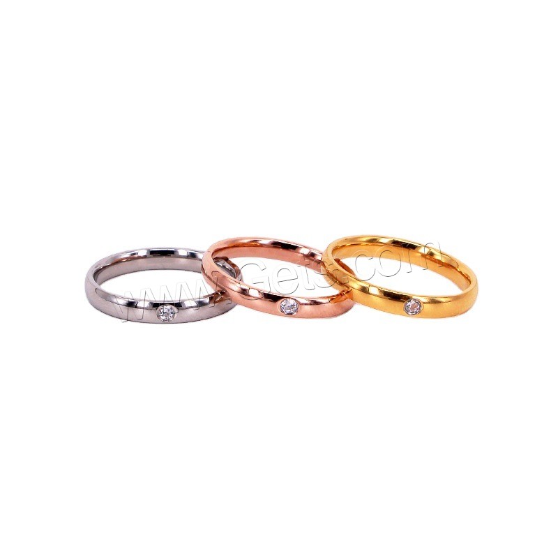 Anillo de dedo de acero Titanium de, Partículas de acero, chapado, diverso tamaño para la opción & para mujer & con diamantes de imitación, más colores para la opción, tamaño:4-9, Vendido por UD