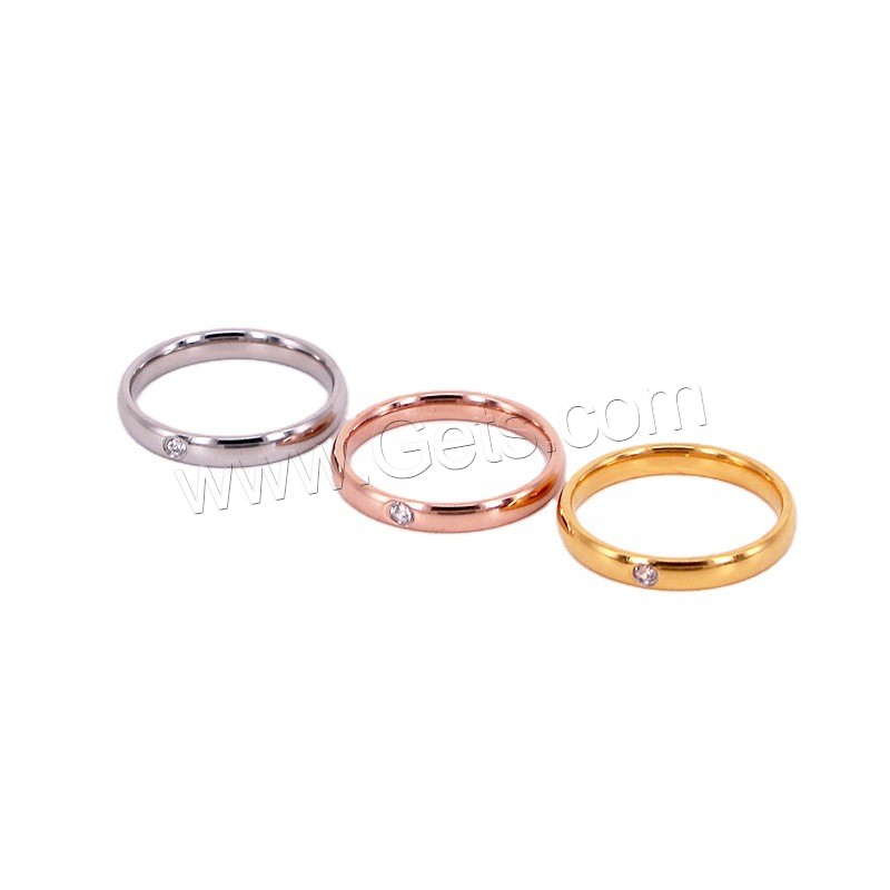Titanium Steel Finger Ring, plated, different size for choice & for woman & with rhinestone, more colors for choice, US Ring Size:4-9, Sold By PC