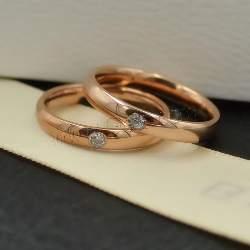 チタン鋼の指環, チタン鋼, メッキ, 異なるサイズの選択 & 女性用 & ライン石のある, 無色, サイズ:4-9, 売り手 パソコン