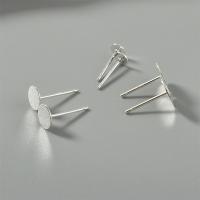 Brass Earring Stud Component, silver color plated, DIY 12mm 