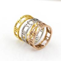 Titanium Steel Finger Ring, plated, with roman number & for woman & hollow 5.8mm, US Ring 