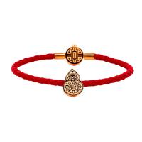 Titanium Steel Bracelet & Bangle, with PU Leather, Calabash, gold color plated & for woman 