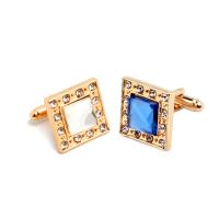 Zinc Alloy Cufflinks, gold color plated, for man & with rhinestone 
