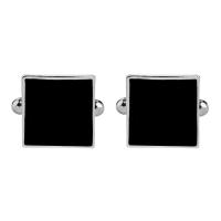 Zinc Alloy Cufflinks, platinum color plated, for man & enamel, black 