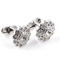 Zinc Alloy Cufflinks, Flower, platinum color plated, for man & with rhinestone 