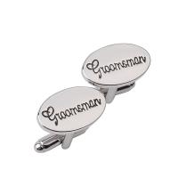 Zinc Alloy Cufflinks, platinum color plated, with letter pattern & for man 