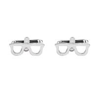 Zinc Alloy Cufflinks, Glasses, platinum color plated, for man & hollow 