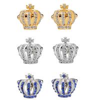 Zinc Alloy Cufflinks, Crown, plated, for man & with rhinestone & hollow 