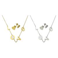 Fashion Stainless Steel Jewelry Sets, Stud Earring & necklace, with Shell, plated, for woman Approx 18 Inch 