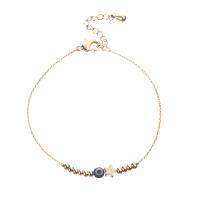 Evil Eye Jewelry Bracelet, Brass, with Lampwork, with 1.18Inch extender chain, real gold plated, for woman Approx 6.1 Inch 