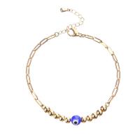 Evil Eye Jewelry Bracelet, Brass, with Lampwork, with 1.18Inch extender chain, Round, real gold plated, for woman Approx 6.3 Inch 