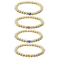 Evil Eye Jewelry Bracelet, Hematite, with Lampwork, Round, gold color plated, for woman 6mm Approx 6.69 Inch 
